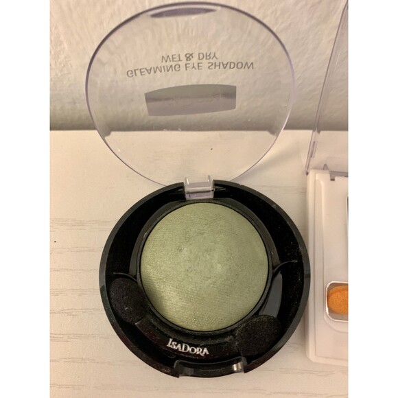 VTG 2X IsaDora Gleaming Eye Shadow Wet Dry Pistachio Green Light 77 Cacao Dream - Picture 10 of 12